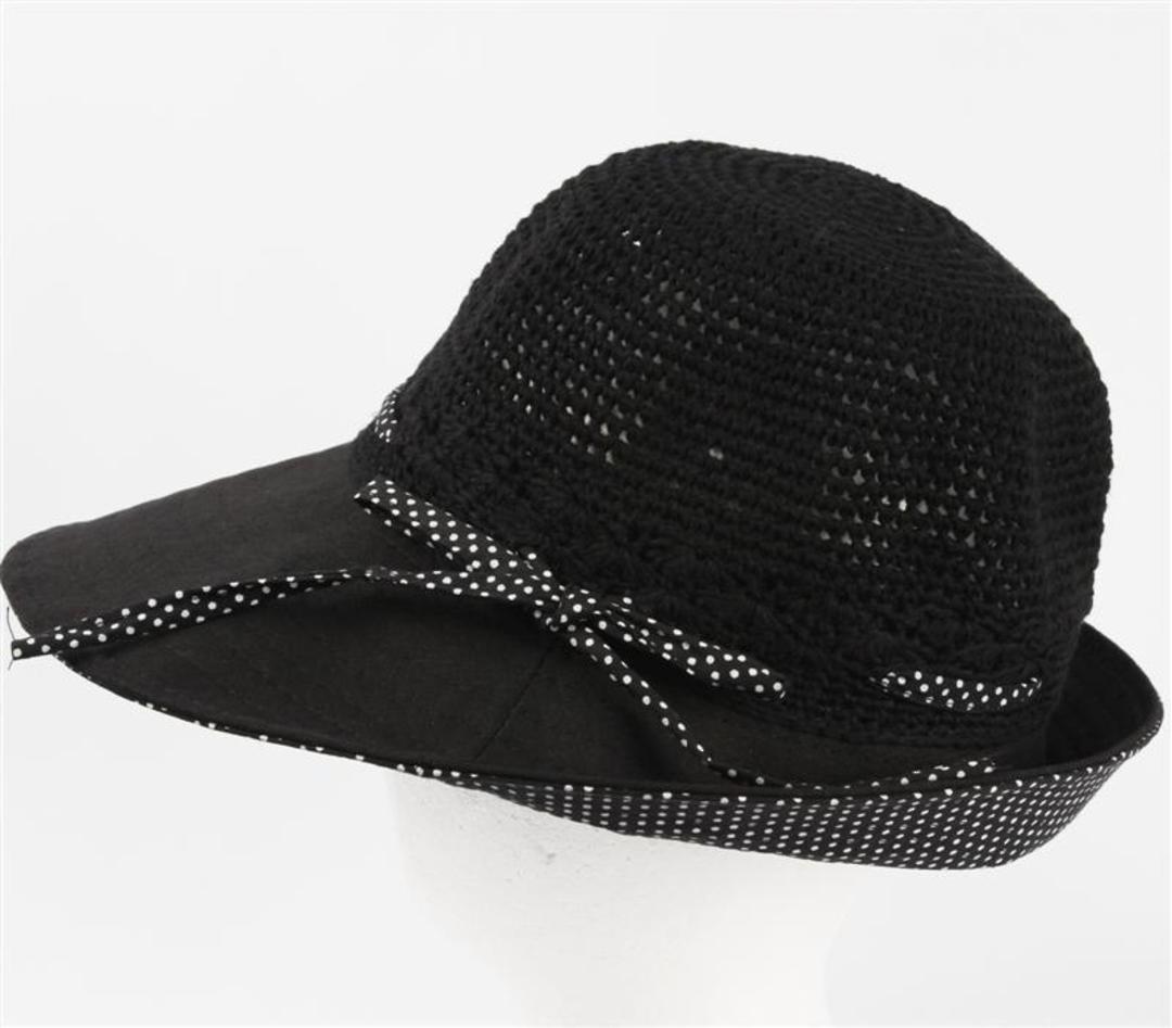 Cotton spot hat w turned up brim and bow black Code: HS/9052 image 0